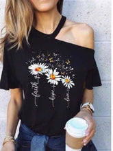Load image into Gallery viewer, Daisy Butterfly - Women's Off Shoulder T-Shirt
