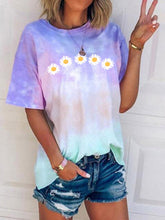 Load image into Gallery viewer, Women's Fashion Daisy Tie Dye Casual Short Sleeve T-Shirt
