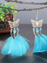 Load image into Gallery viewer, Pendientes de plumas de perlas bohemias vintage
