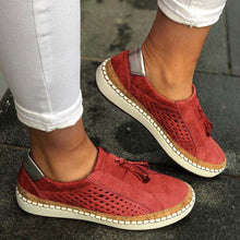 Load image into Gallery viewer, Mocassins de borla plana respirável feminino
