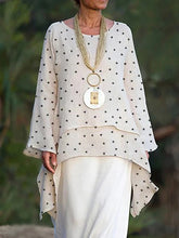 Load image into Gallery viewer, Women's Polka Dot Linen Double Layer Irregular Hem Vintage Shirt
