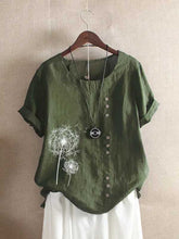 Load image into Gallery viewer, Short-sleeved buttoned blouses in floral dandelion
