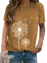 Load image into Gallery viewer, Women's Dandelion Print Loose Short Sleeve Round Neck T-Shirt

