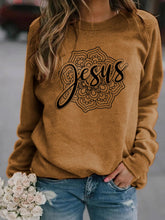 Load image into Gallery viewer, Long-sleeved sweater with Jesus mandala print
