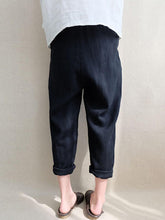 Load image into Gallery viewer, Feminino Plus Size Linho Stretch e Calças de Algodão de Cintura Alta
