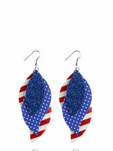 Load image into Gallery viewer, PU Leather Leaf Shaped Flag Earrings
