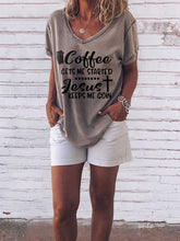 Load image into Gallery viewer, Camiseta de manga corta Coffee Gets Me Started Jesus Keeps Me Going

