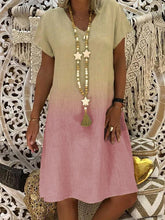 Load image into Gallery viewer, Vestido feminino com estampa gradiente e manga curta
