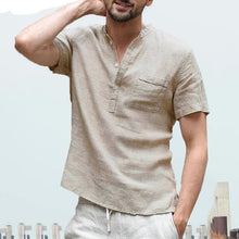 Load image into Gallery viewer, Camiseta casual masculina de linho
