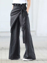 Load image into Gallery viewer, Solid Color Plain Linen Bow Tie Pants
