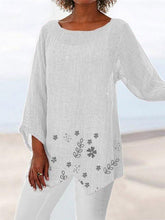 Load image into Gallery viewer, Camiseta feminina de algodão e linho solta
