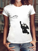 Load image into Gallery viewer, Camisa de manga corta con cuello redondo y estampado animal pequeño
