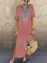 Load image into Gallery viewer, Vestido casual casual con cuello en V para mujer en estilo étnico

