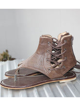 Load image into Gallery viewer, Sandalias con cordones y cremallera plana de moda retro para mujer
