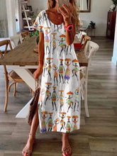 Load image into Gallery viewer, Vestido feminino de manga curta em algodão e linho casual
