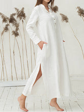 Load image into Gallery viewer, Women's cotton and linen shirt dress

