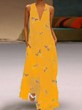 Load image into Gallery viewer, V-neck dragonfly print dress for women
