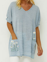 Load image into Gallery viewer, Camiseta holgada de algodón y lino para mujer
