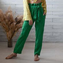 Load image into Gallery viewer, Light linen pants with laces
