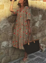 Load image into Gallery viewer, Long Sleeve V Neck Women's Dress
