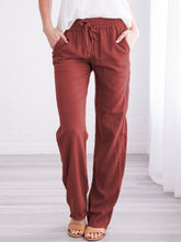 Load image into Gallery viewer, Pantalón casual de algodón y lino de gran tamaño para mujer
