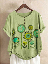 Load image into Gallery viewer, Short-sleeved shirt top in cotton and printed linen
