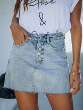 Load image into Gallery viewer, Women's Denim Skirt with American Flag Print Pocket
