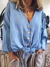 Load image into Gallery viewer, Long-sleeved cotton and linen T-shirt
