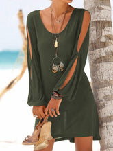 Load image into Gallery viewer, Vestido de praia casual de manga comprida com decote em V
