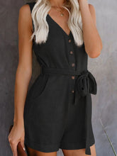 Load image into Gallery viewer, Cotton and linen dungarees with bow

