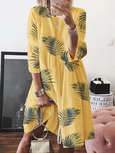 Load image into Gallery viewer, Vestido largo estampado mangas 3/4 cuello redondo gran swing grande
