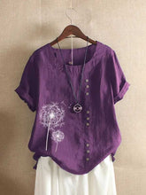 Load image into Gallery viewer, Short-sleeved buttoned blouses in floral dandelion
