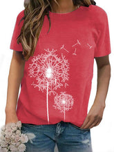 Load image into Gallery viewer, Women's Dandelion Print Loose Short Sleeve Round Neck T-Shirt
