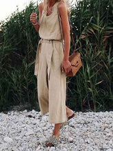 Load image into Gallery viewer, Women's cotton jumpsuit with sleeveless belt
