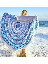Load image into Gallery viewer, Cojín de yoga de toalla de playa redonda con estampado digital Mandala
