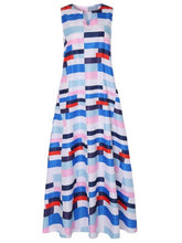 Load image into Gallery viewer, Vestido maxi sem mangas com estampa de listras
