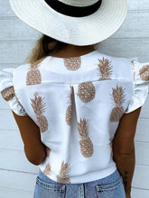 Load image into Gallery viewer, Cropped blouse with pineapple print and V-neck
