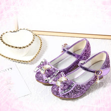 Load image into Gallery viewer, Girl's bow tie sequins shoes
