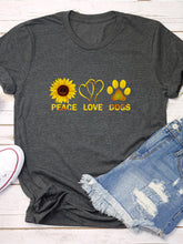 Load image into Gallery viewer, PEACE LOVE DOGS Sunflower Print T-Shirt for Women
