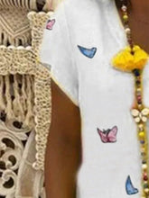 Load image into Gallery viewer, Vestido com estampa borboleta com decote em V
