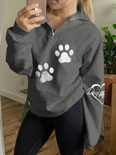 Load image into Gallery viewer, Top de zíper com estampa de pata de mamãe Love Dog Feminino

