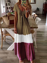 Load image into Gallery viewer, Vestido estampado gradiente de manga curta para mulheres
