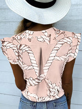 Load image into Gallery viewer, Women's short shirt with V-neck and butterfly
