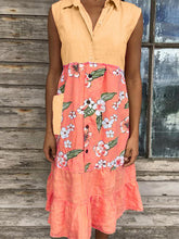 Load image into Gallery viewer, Vestido feminino sem mangas estampado em contraste
