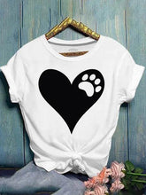 Load image into Gallery viewer, Camiseta feminina verão decote redondo amor coração e pata de urso
