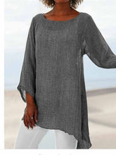 Load image into Gallery viewer, Short-sleeved shirts with round neck and asymmetric hem
