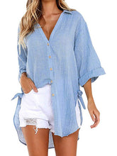 Load image into Gallery viewer, Camisa Irregular Feminina com Arco Simples de Breasted
