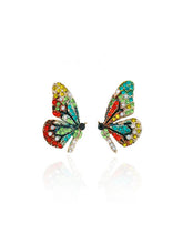 Load image into Gallery viewer, Brincos de diamante colorido com asas de borboleta
