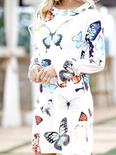 Load image into Gallery viewer, Round Neck Butterfly Print Long Sleeve Dress
