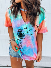 Load image into Gallery viewer, Women's Dandelion Faith Print Tie Dye V-Neck Top
